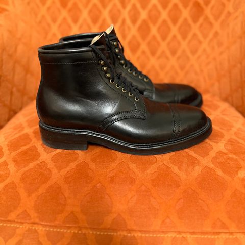 Flame Panda Service Boot in Maryam Natural Horsebutt Overdyed Brown then Black