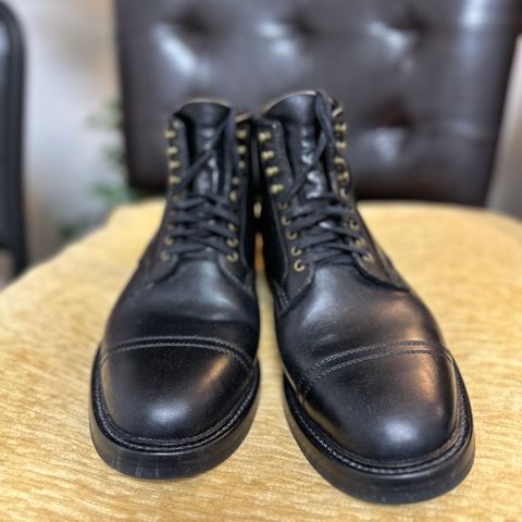 Flame Panda Service Boot in Maryam Natural Horsebutt Overdyed Brown then Black