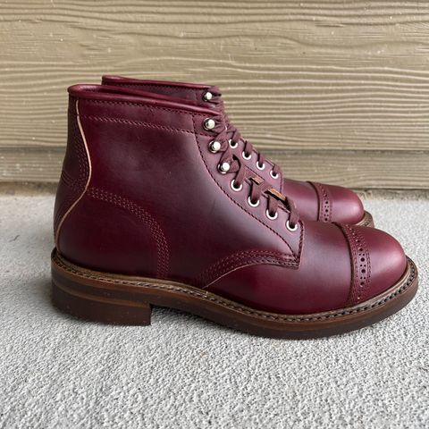 View photo of John Lofgren Combat Boots in Horween Burgundy Chromexcel