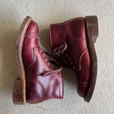 View photo of John Lofgren Combat Boots in Horween Burgundy Chromexcel