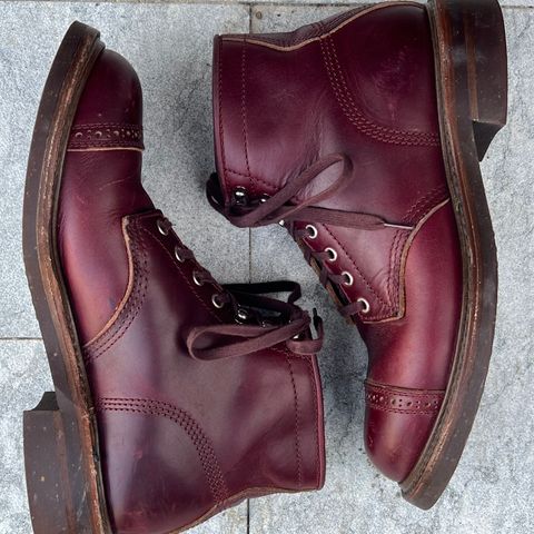 View photo of John Lofgren Combat Boots in Horween Burgundy Chromexcel