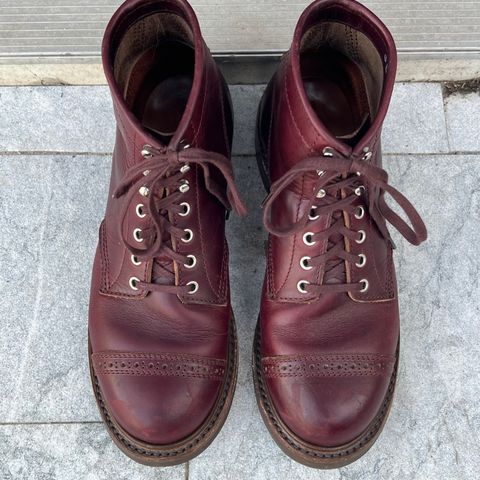 View photo of John Lofgren Combat Boots in Horween Burgundy Chromexcel