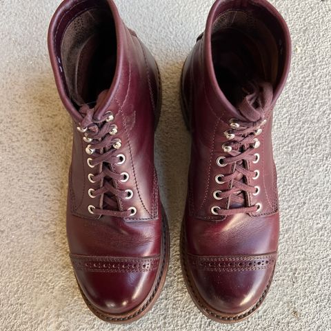 View photo of John Lofgren Combat Boots in Horween Burgundy Chromexcel