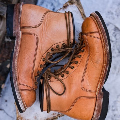 View photo of Monroe 19916 Monkey Boot in Shinki Natural Oiled Horsebutt