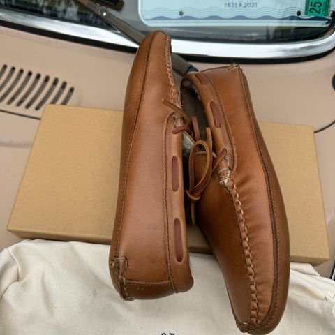 View photo of Oak Street Bootmakers Shearling House Moc in Horween Natural Chromexcel