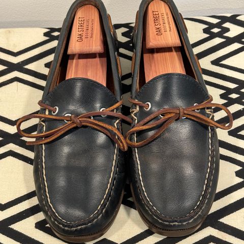 View photo of Oak Street Bootmakers Camp Moc in Horween Navy Chromexcel