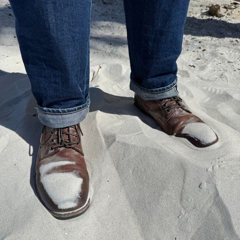 View photo of Oak Street Bootmakers Trench Boot in Volpi Whitewash Overdye Abetone