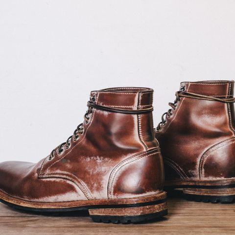 View photo of Oak Street Bootmakers Trench Boot in Volpi Whitewash Overdye Abetone