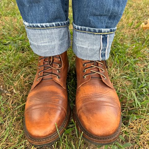 Search result thumbnail of Oak Street Bootmakers Cap Toe Trench Boot in Tempesti Brown Overdye Camello Asportabile