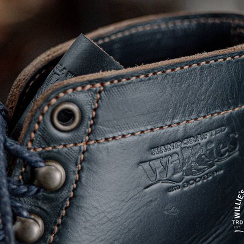 Willie's Handmade Boots Cap Toe Service Boot in Horween Navy Chromexcel