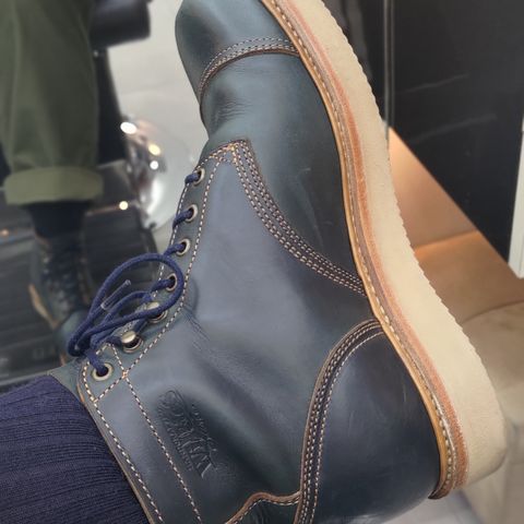 Willie's Handmade Boots Cap Toe Service Boot in Horween Navy Chromexcel