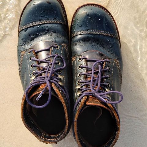 Willie's Handmade Boots Cap Toe Service Boot in Horween Navy Chromexcel