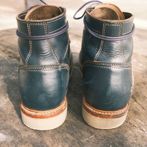 Willie's Handmade Boots Cap Toe Service Boot in Horween Navy Chromexcel