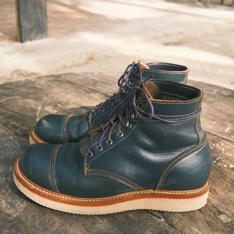 Willie's Handmade Boots Cap Toe Service Boot in Horween Navy Chromexcel