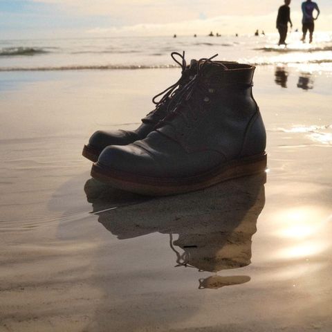 Willie's Handmade Boots Cap Toe Service Boot in Horween Navy Chromexcel