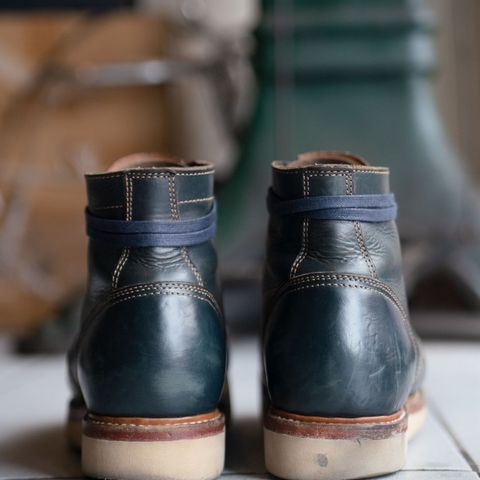 Willie's Handmade Boots Cap Toe Service Boot in Horween Navy Chromexcel