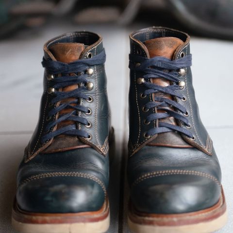 Willie's Handmade Boots Cap Toe Service Boot in Horween Navy Chromexcel