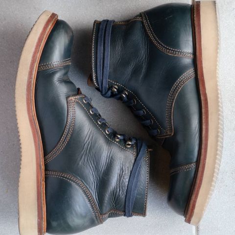 Willie's Handmade Boots Cap Toe Service Boot in Horween Navy Chromexcel