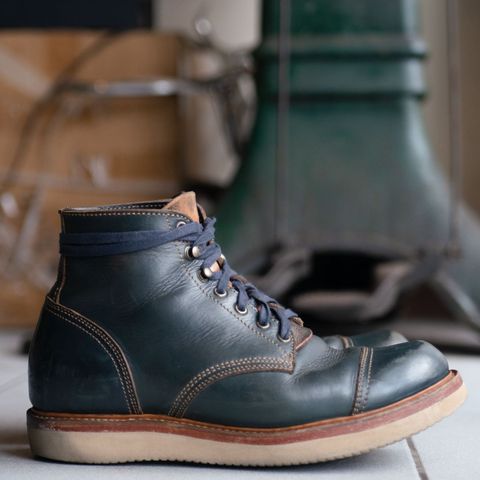 Willie's Handmade Boots Cap Toe Service Boot in Horween Navy Chromexcel