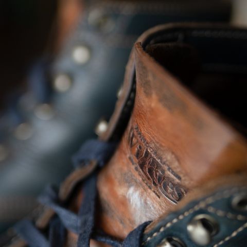 Willie's Handmade Boots Cap Toe Service Boot in Horween Navy Chromexcel
