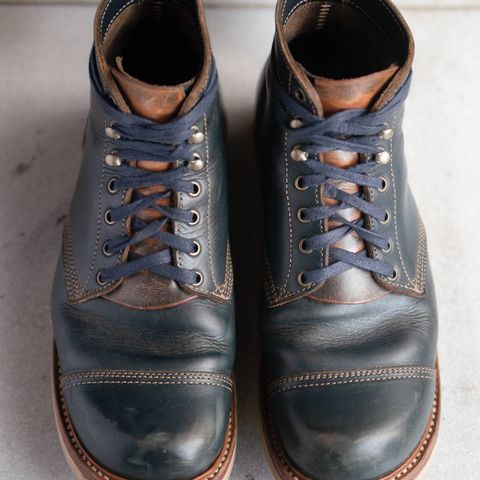 Willie's Handmade Boots Cap Toe Service Boot in Horween Navy Chromexcel