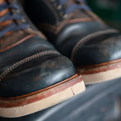 Willie's Handmade Boots Cap Toe Service Boot in Horween Navy Chromexcel