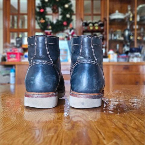 View photo of Willie's Handmade Boots Cap Toe Service Boot in Horween Navy Chromexcel