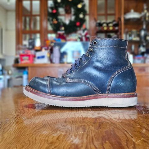 View photo of Willie's Handmade Boots Cap Toe Service Boot in Horween Navy Chromexcel