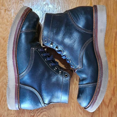 Willie's Handmade Boots Cap Toe Service Boot in Horween Navy Chromexcel