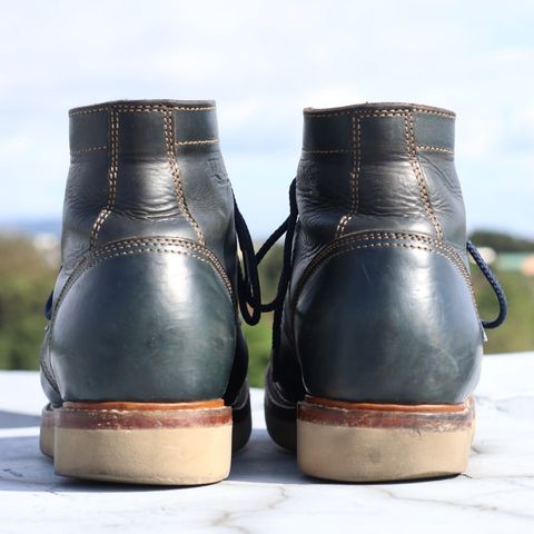 View photo of Willie's Handmade Boots Cap Toe Service Boot in Horween Navy Chromexcel