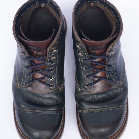 View photo of Willie's Handmade Boots Cap Toe Service Boot in Horween Navy Chromexcel