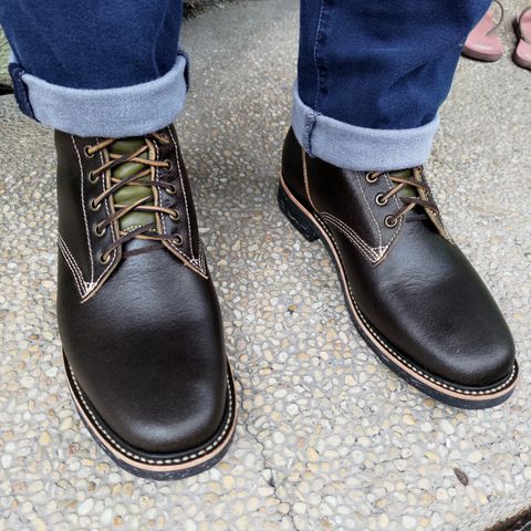 Willie's Handmade Boots Service Boot in Horween Olive Waxed Flesh