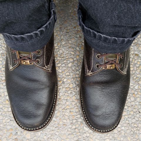 View photo of Willie's Handmade Boots Service Boot in Horween Olive Waxed Flesh