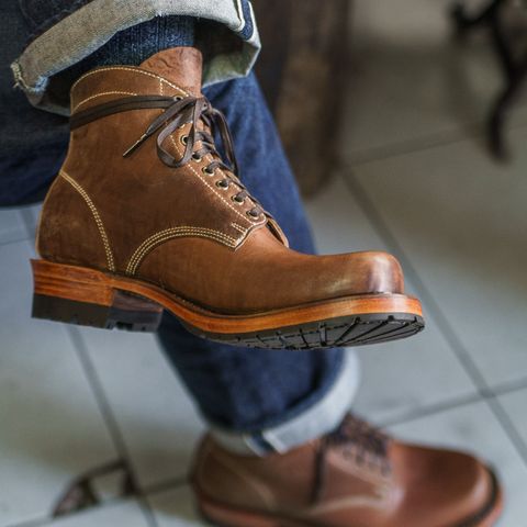Willie's Handmade Boots Custom Model in Maryam Natural Waxed Reverse Horsebutt