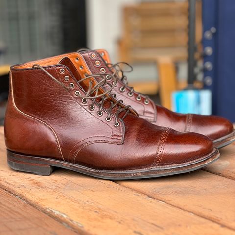 View photo of Viberg Service Boot BCT in Shinki Cognac Teacore Horsebutt