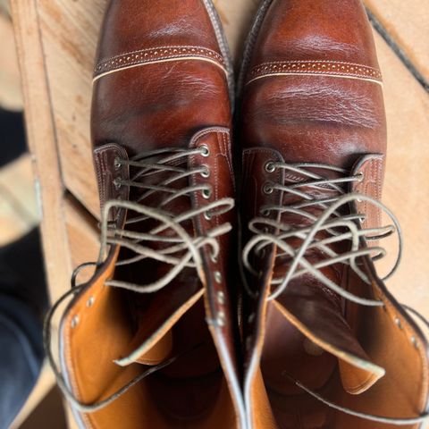 View photo of Viberg Service Boot BCT in Shinki Cognac Teacore Horsebutt