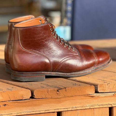 View photo of Viberg Service Boot BCT in Shinki Cognac Teacore Horsebutt