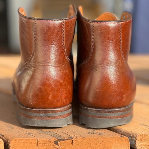 View photo of Viberg Service Boot BCT in Shinki Cognac Teacore Horsebutt