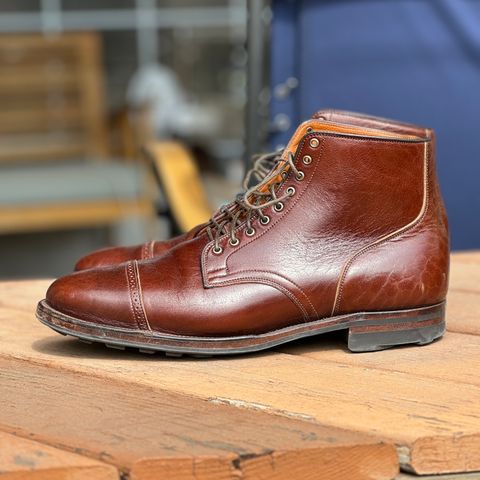 View photo of Viberg Service Boot BCT in Shinki Cognac Teacore Horsebutt