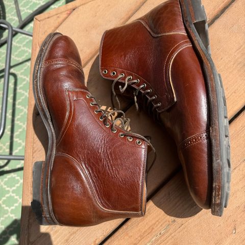 View photo of Viberg Service Boot BCT in Shinki Cognac Teacore Horsebutt