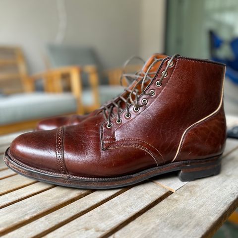 View photo of Viberg Service Boot BCT in Shinki Cognac Teacore Horsebutt