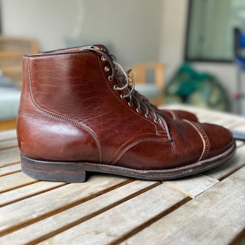 View photo of Viberg Service Boot BCT in Shinki Cognac Teacore Horsebutt