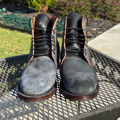 View photo of Viberg Service Boot BCT in Horween Black Teacore Double Cordovan Butts