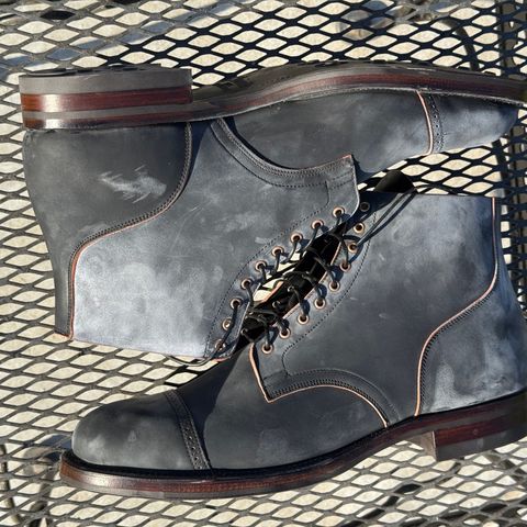 View photo of Viberg Service Boot BCT in Horween Black Teacore Double Cordovan Butts