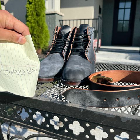 View photo of Viberg Service Boot BCT in Horween Black Teacore Double Cordovan Butts