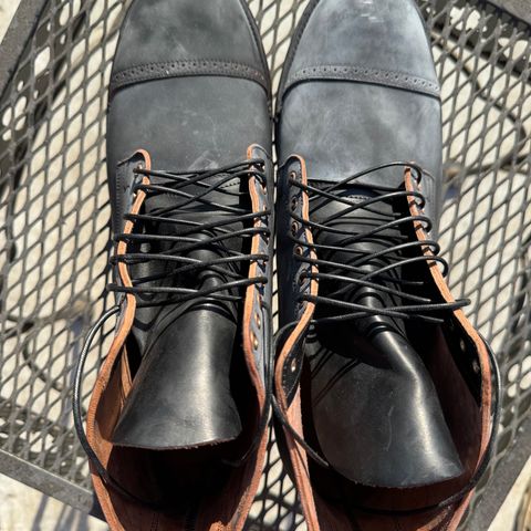 View photo of Viberg Service Boot BCT in Horween Black Teacore Double Cordovan Butts