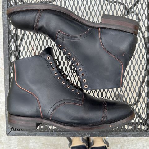 View photo of Viberg Service Boot BCT in Horween Black Teacore Double Cordovan Butts