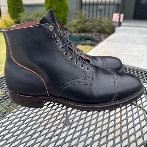 View photo of Viberg Service Boot BCT in Horween Black Teacore Double Cordovan Butts