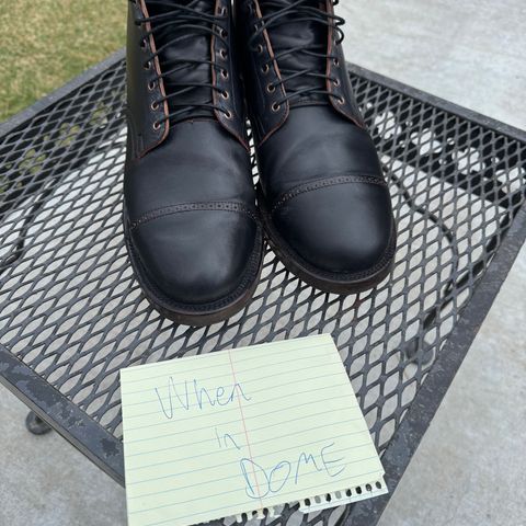 View photo of Viberg Service Boot BCT in Horween Black Teacore Double Cordovan Butts