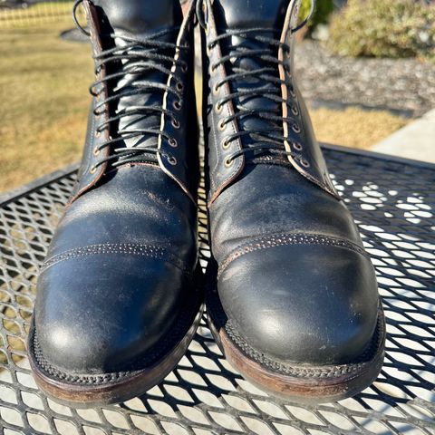 View photo of Viberg Service Boot BCT in Horween Black Teacore Double Cordovan Butts